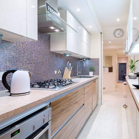 the well equipped kitchen space