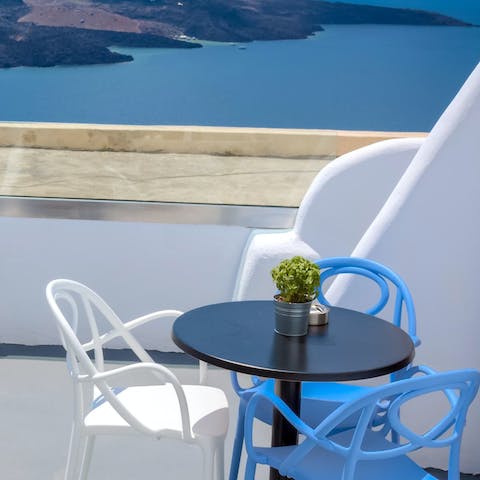 Savour a Greek salad at your alfresco dining table