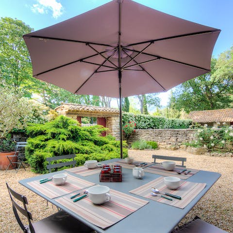 Enjoy coffees and croissants in the sunshine