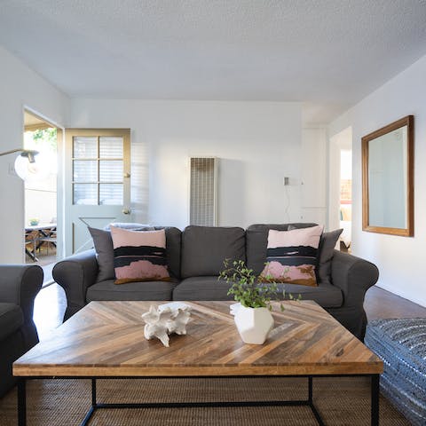 Kick back in the comfortable living room with plenty of seating