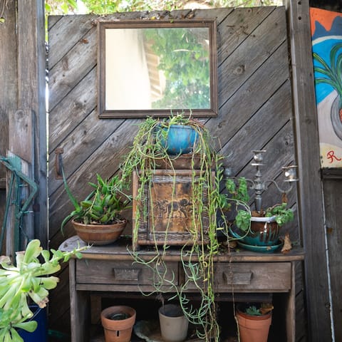 Sit out on the unique outdoor patio