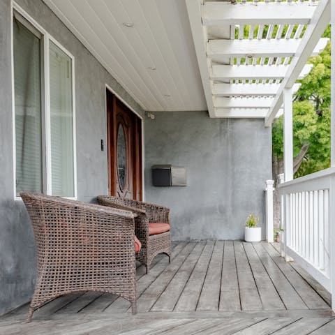 Watch the world go by from the shaded front porch