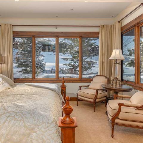 Enjoy snowy views from the bedrooms