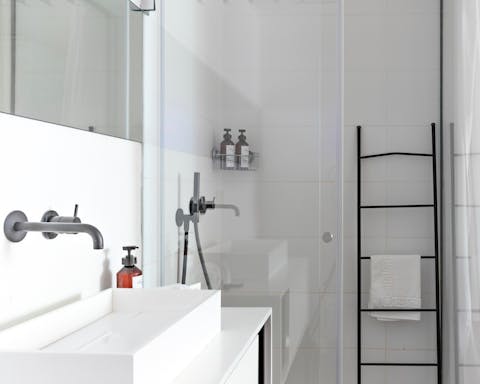 The luxurious master bathroom