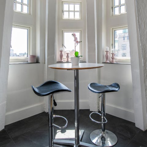 Start your day by sipping your morning coffee in the sunny alcove