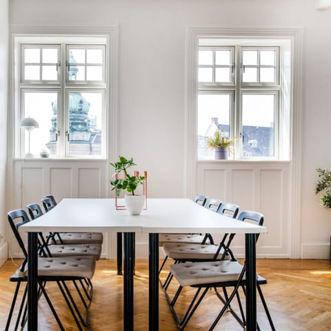 Serve up a delicious selection of Smørrebrøds at the long dining table