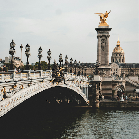 Ride the metro fifteen minutes to Invalides in the heart of Paris