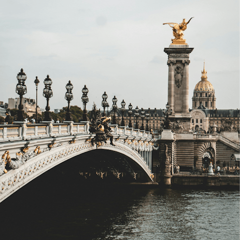 Ride the metro fifteen minutes to Invalides in the heart of Paris