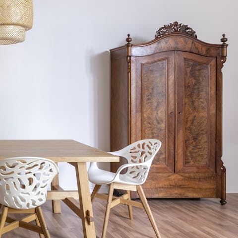 The antique cupboard in the living room