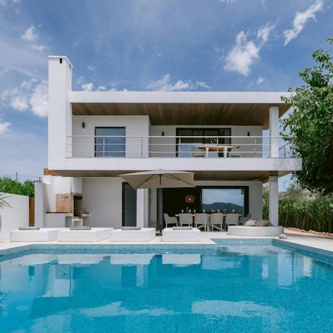 Splash in the swimming pool on a hot day