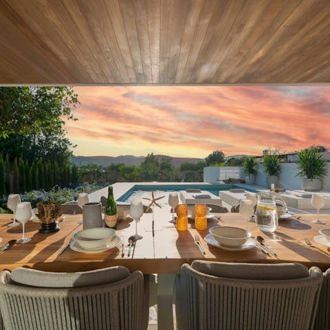 Gather on the terrace for dinner and drinks with a view