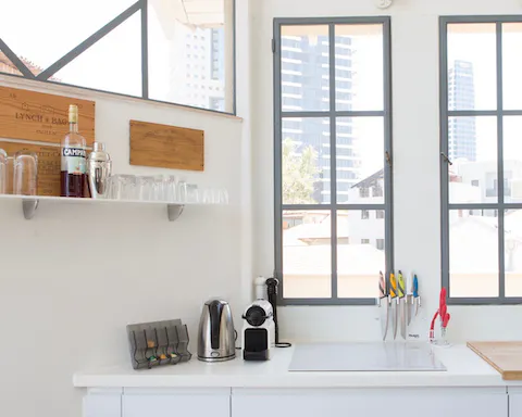 The sleek minimalist kitchen