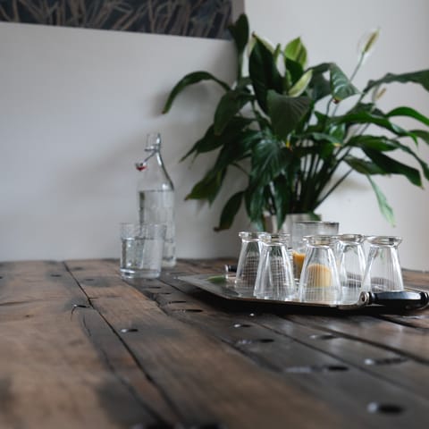 The reclaimed wood dining table