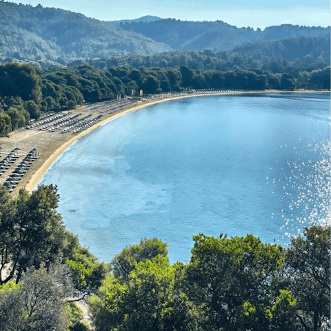 Spend a day swimming in the sparkling sea or building sandcastles – Vassilias beach is eight minutes away on foot