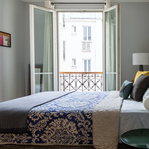 Airy bedroom with quality bedding