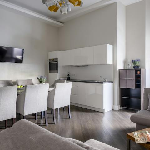 Take in the lofty ceilings of the period building