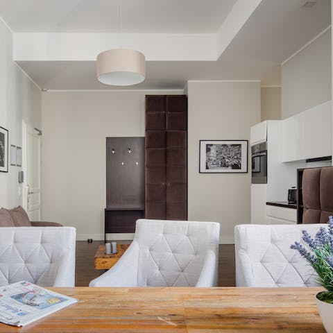 The spacious dining area for eight