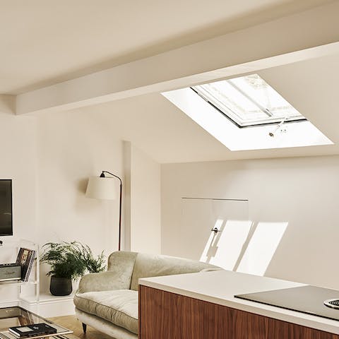 The characterful sloped ceilings