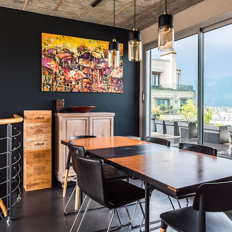 smart dining area with industrial edge