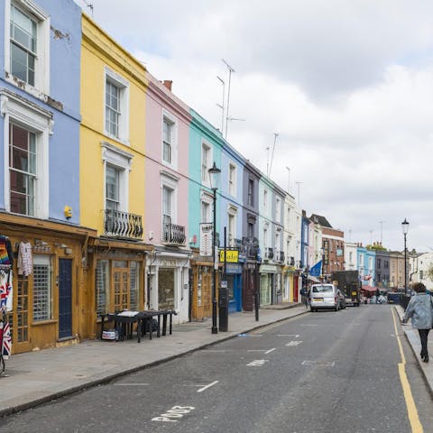 Shop for antiques along Portobello Road, a ten-minute walk away