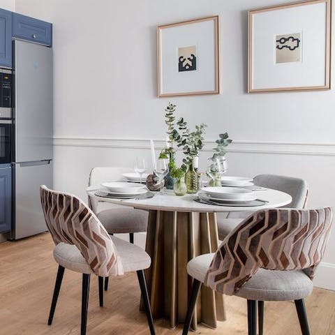 Share delicious meals in the elegant dining area