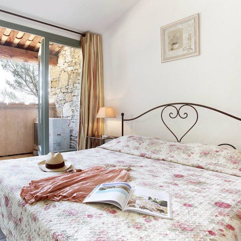 Get a good night's sleep on the romantic wrought-iron bed