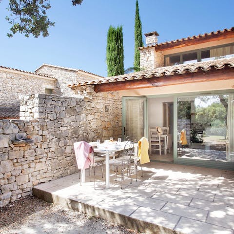 Sip coffee on the patio