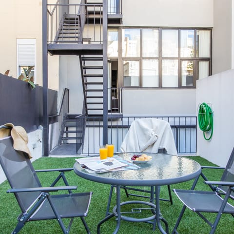 The outdoor patio space