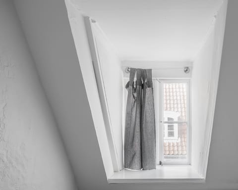 The charming sloped ceilings