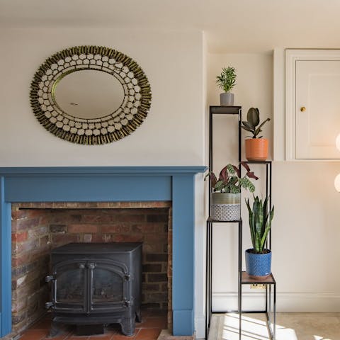 Let the fireplace make things cozy for a quiet evening in