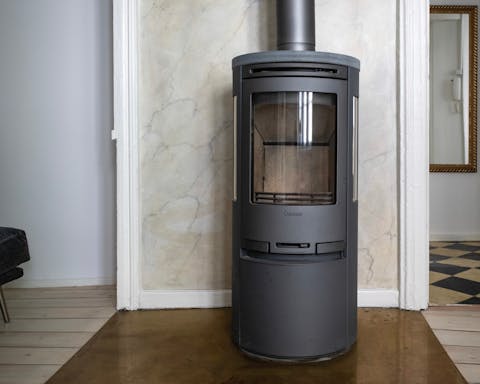 The ornate wood stove
