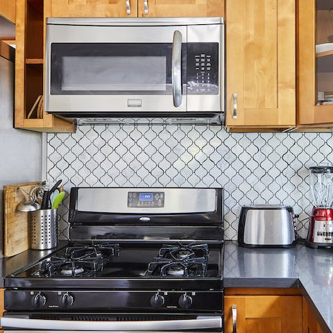 Fix up simple breakfasts and elaborate dinners in the kitchen