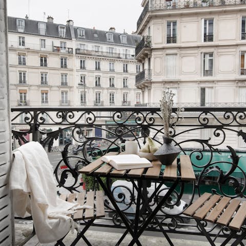 Sip coffee on the private balcony while you plan your day