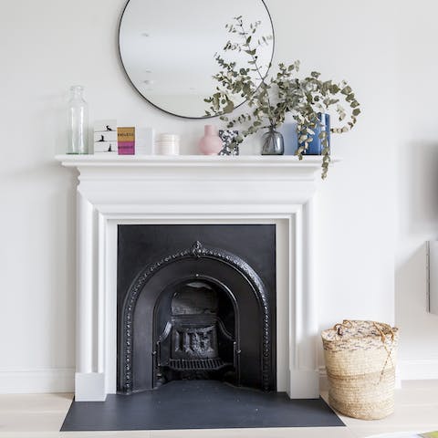 The decorative fireplace