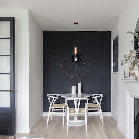 The blue feature wall