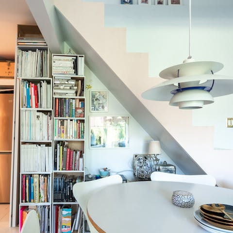 The pink coloured staircase