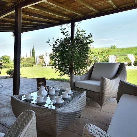 Relax with tea and a good book on the covered terrace