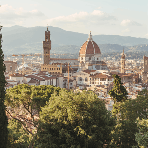 Explore beautiful Florence, including the Piazza del Duomo, a short stroll away