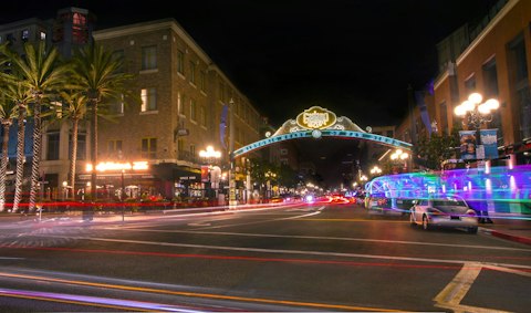 Stroll to Gaslamp Quarter's electric mix of Victorian architecture, dining, and nightlife
