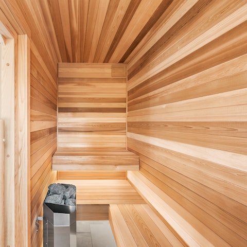 Relax and unwind in the private indoor Finnish sauna