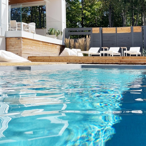Take a refreshing dip in the private swimming pool