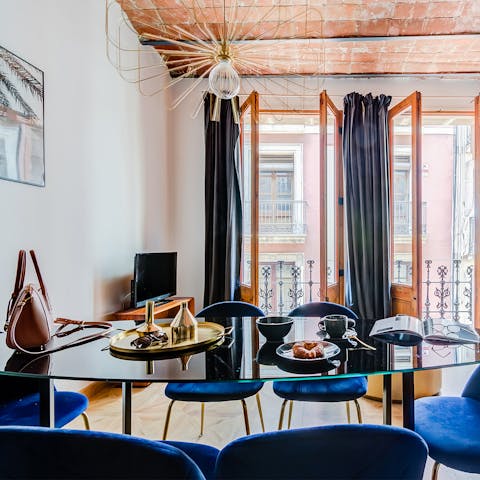 The bright dining area