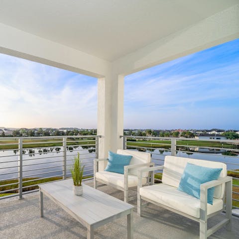 Enjoy lake views from the private balcony