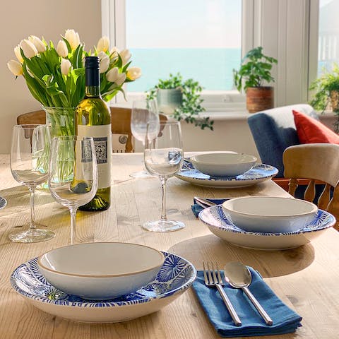 Set the table for dinner with a view