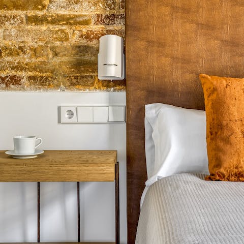 The exposed brick walls