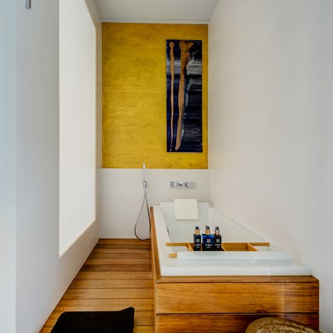 A warm wooden bath