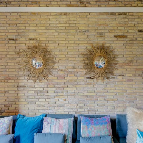 The exposed brick wall