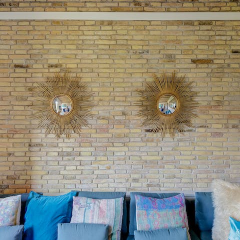 The exposed brick wall