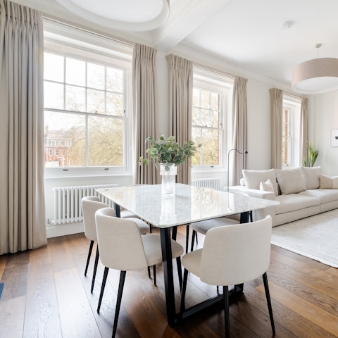 Entertain in style in the open-plan living and dining space