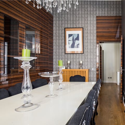 Host an unforgettable dinner party underneath the chandelier